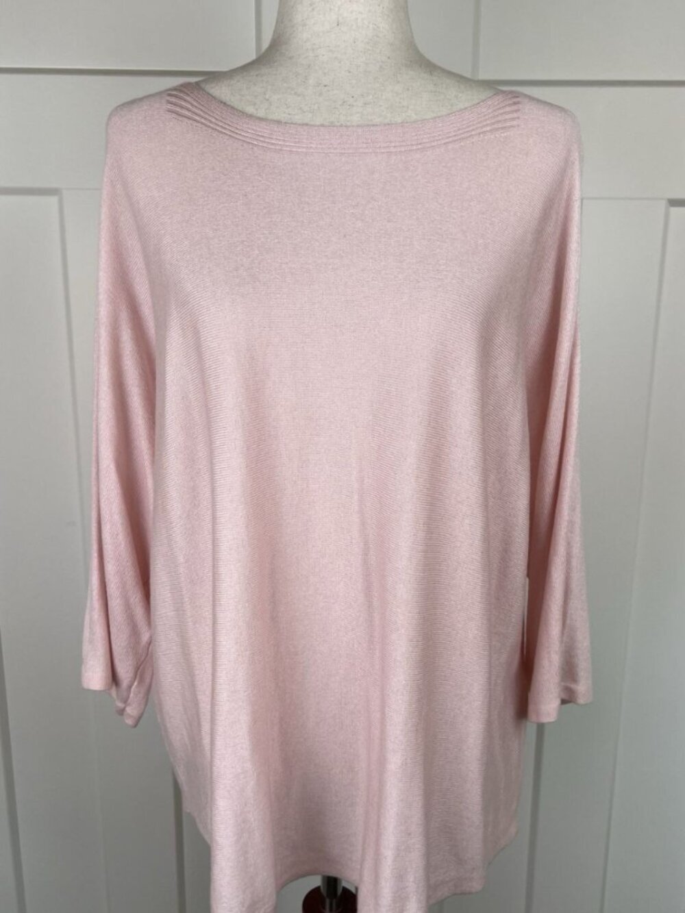 Chico’s Size 3 XL Pink Cashmere Blend Boat Neck Lightweight Sweater Soft Top